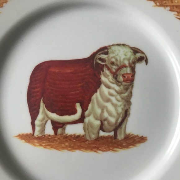 Waverly Line Vintage Melamine Hereford Bull Plates - Picture 2 of 8